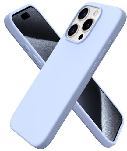 ORNARTO Compatible with iPhone 15 Pro Case 6.1, Liquid Silicone 3 Layers Full Covered Soft Gel Rubber Cover, Shockproof Protective Slim Phone Case with Anti-Scratch Microfiber Lining-Baby Blue