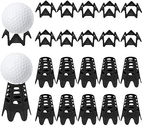 Ruyshu Golf-Simulator-Tees für Zuhause, Indoor-Golf-Übungstraining, Golfmatten-Tees für Winterrasen und Driving Range, 10 Stück hoch und 10 kurz (schwarz)