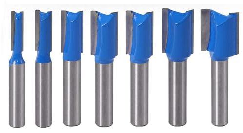 Shallho Set di 7 frese per frese da 6 a 20 mm, taglio dritto, carburo di tungsteno, per la lavorazione del legno