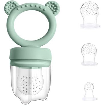 WeSweet Fruchtsauger Baby | BPA-freier Babybrei Einfrieren Behälter | Silikon Baby Obst Nahrung zum Befüllen mit Obst, Gemüse, Brei&Baby Essen-Muttermilch Mopsicle Holder für Baby 4+ (Gruen)
