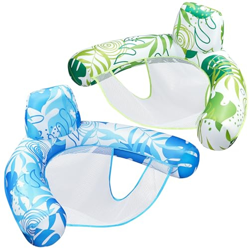 SLOOSH Pool Floats Chairs Adult,2 Pack Floating Water Hammock Chair,Inflatable Lounge with headrest for Adults,Blow up Pool Noodles Floats for Swimming Party Summer Water Fun