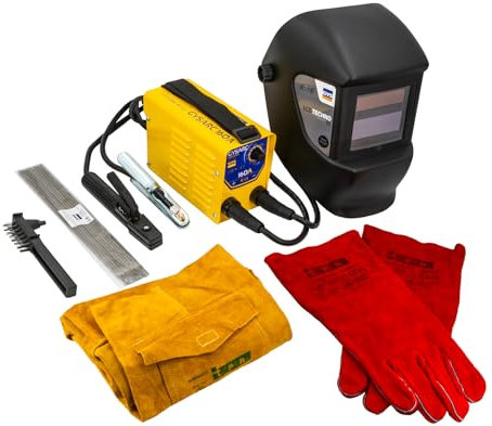 GYS, GYSARC 160, Poste à Souder à l'Électrode Enrobée 160A Monophasé 230V (MMA), Avec Masque Soudage TECHNO 11, Porte-électrode, Câble de Masse, 10 Éléctrodes Ø2,5mm, Marteau/Brosse, Gants, Tablier