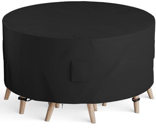 F Fellie Cover Runde Abdeckung Gartenmöbel Winterfest Abdeckplane Gartenmöbel 274 x 80cm Gartentisch Abdeckplane Wasserdicht Abdeckhaube Gartenmöbel Anti-UV 420D Oxford Gewebe