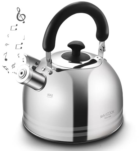 MAXCOOK Tea Kettle, 5.7QT 6L Whistling Tea Kettle for Stove Top, 304 Stainless Steel Tea pot, Large Teapot for stovetop, Camping Kettle for Boiling Water (Mirror Polish)