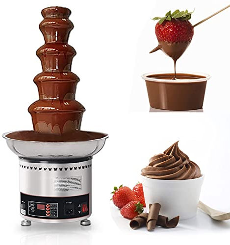 5 Tier Stainless Steel Chocolate Fondue Fountain, 4Kg Capacity, Electric Stainless Chocolate Melts/Dipping Warmer Machine for Melted Chocolate, Candy, Butter, Cheese, Caramel
