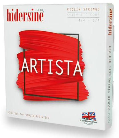 Hidersine Artista Violin Strings 4/4 Full Size Set - Premium Synthetic-Core Strings for Advancing Students - Rich Tone with Modern Durability - Ideal for full sized violins.