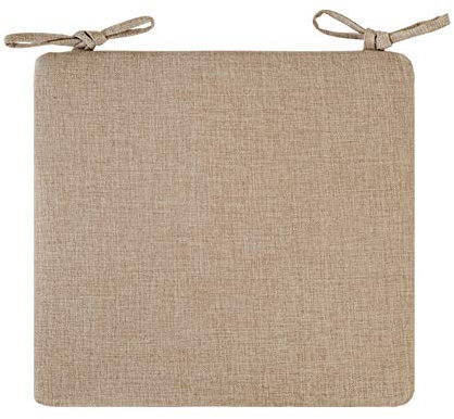 Beige Cotton-Linen Chair Cushions, Thick Replacement Seat Pads for Kitchen & Dining, 45x45cm (18x18inch) Soft Upholstered Furniture Pillows