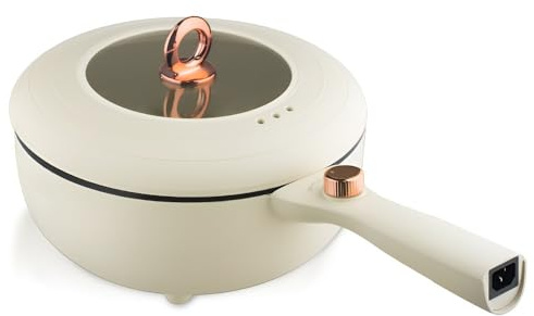 Wok Elettrico Multifunzione: Tutto In Uno For Soffriggere, Cuocere In Pentola, Bollire E Cuocere A Vapore, Antiaderente, For Uso Domestico.