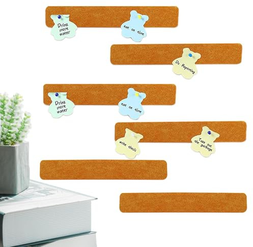 Patifirst Tableros de fieltro para paredes - Tablón de anuncios gruesos tableros de corcho autoadhesivos 6 piezas,Tiras adhesivas para tablones de anuncios, láminas de corcho para pared