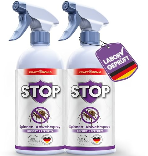 KRAFTKÖNIG Spinnenspray 2x 500 ml – Starkes Spinnenabwehr Spray für Haus, Keller, Balkon & Terrasse, sofort einsatzbereit, insektizidfrei & Made in Germany, für innen & außen