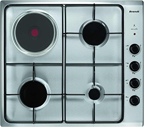 Brandt - BPE6411XM - Plaque Gaz - Table de Cuisson Encastrable - Inox - 4 Foyers - 6300W - Dimensions Encastrement : 56x49cm - Technologie Sécurité Gaz - Fabriqué en France
