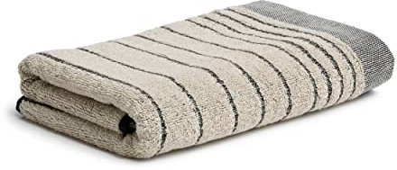 möve Eden Handtuch Querstreifen mit Schlauchsaum 50 x 100 cm aus 80 % Baumwolle / 20 % Leinen, nature / black