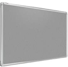 ALLboards Pinnwand Filztafel 200x100cm mit Alurahmen, Textiltafel Grau