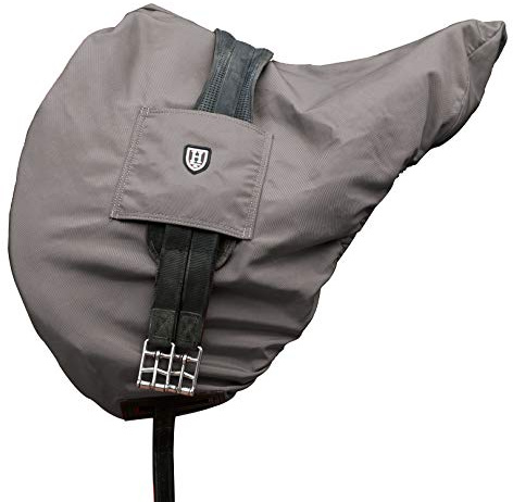 Harrison Howard Premium English Jumping Saddle Cover, Waterproof & Breathable Fleece-Lined Protective Saddle Cover Grey