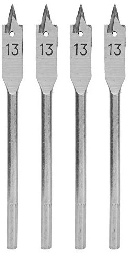 Jenngaoo 13mm High Carbon Steel Spade Drill Bit Set, 4Pcs Flat Wood Paddle Bits for Woodworking, DIY Drilling Tools with Precision Ground Tips and Smooth Boring