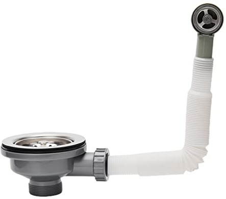 ZINGKING Küchenspüle Abfallset mit Überlauf, 114 mm Edelstahl Küchenspüle Überlauf Kit, Quadratische Schnittstelle (Rund)