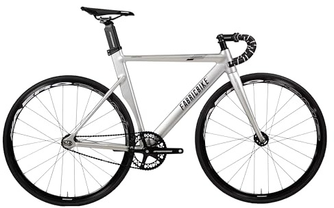 FabricBike AERO - Fixie Cykel med Singlespeed (Fast Gear) Samt Flip/flop Nav. Enväxlad Stadscykel Med Fast Nav, Aluminiumram och Kolfork, Hjul 28 , 5 Färger, 3 Storlekar, 7,95 kg (M-Storlek) (M-54cm, Grey & Black)