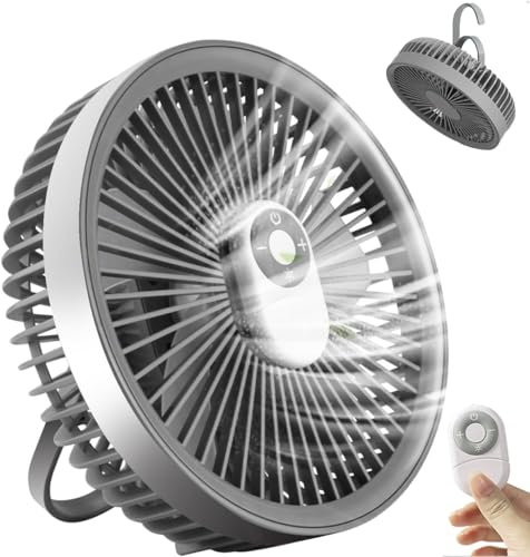 LETOUR USB Desk Fan, 4000mAh Rechargeable Portable Fan 4 Speeds, Desktop Personal Fan With Remote Control, Battery Operated Fan Cooling Fan (Wall Mount Feature, Table Fan)