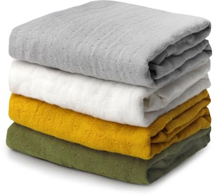 Maliton 4er Pack Baby Spucktücher | Mulltücher | Musselin Tücher | Handtücher 50x25 cm,Waschlappen aus 100% Baumwolle, langlebig,weich, saugstark,luftdurchlässig (Helle Farbserie)