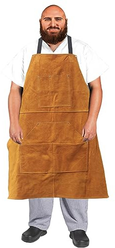 Urby Big and Tall Plus Size Leather Welding Apron For Men Flame Resistant, Overol Para Soldador, Unisex XL XXL Or Plus, W36+ (Plus Size Apron)