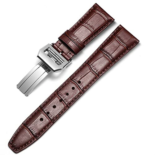 KiLoom Uhrenarmband für IWC-Fliegeruhren Portofino PORTUGIESER Herrenarmband-Uhrenzubehör Echtleder-Uhrenarmband Uhrengürtelkette (Farbe: Blau-Roségold-Verschluss2, Größe: 22 mm)