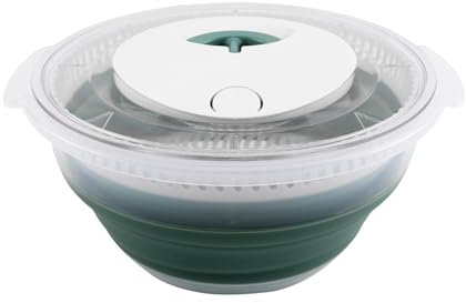 COOK WITH COLOR Collapsible Salad Spinner - 4 QT Space Saving Lettuce Dryer with Folding Collapsible Colander Great for Washing and Drying Fruit and Vegetables (Sage)