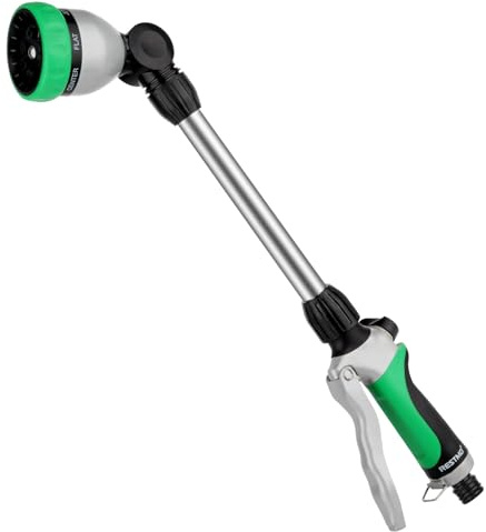 RESTMO Lance d'arrosage longue en métal de 42 cm | Tête à cliquet réglable à 180° | 7 modes de pulvérisation - Pistolet d'arrosage parfait pour arroser les paniers suspendus, arbustes, vert
