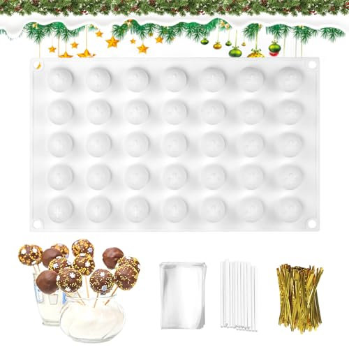 LPAMABA 35 Löcher Ø2cm runde Schokoladenformen Silikonform Kugel Pralinenform Kugelform Silikon Schokolade Kugelform Silikonform Pralinen Schokoladentafel Form Süßigkeiten Gelee Bonbons Form Backform