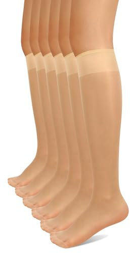Loiluliy 6 Pares Calcetines Medias Mujer 15 DEN Color Natural Medias Calcetines Mujer Gran Elasticidad Transparente Talla Única Sin Presión Cómodo Y Ponible