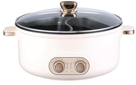 HJXBD888 Appareil Fondue Chinoise, Double Interrupteur de Commande RevêTement AntiadhéSif RevêTement AntiadhéSif Fondue Chinoise, Convient Aux FêTes d'anniversaire (avec 2 Filets Non éTanches),6.5L