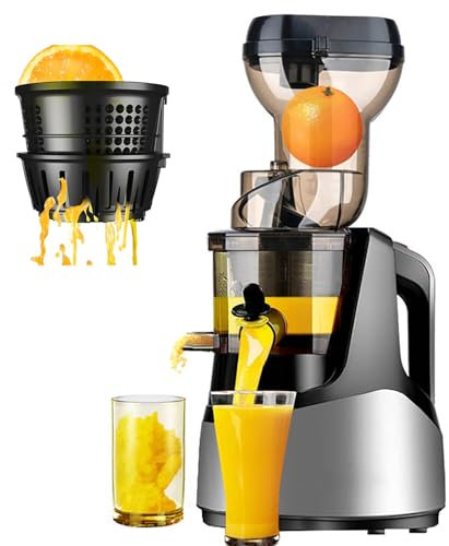 Juice Separation Juicer-Hushålls Helautomatisk Slow Juicer，1000ML Hög kapacitet med omvänd funktion, Gäller för frukt/grönsaker/glassshake - Lätt att rengöra,Silver