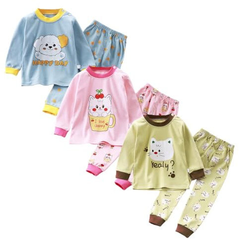 XM-Amigo Bambino Ragazze 3 Set da 6 Pezzi Strati Termici per Bambini Top e Pantaloni Biancheria Intima Termica per Bambini e Ragazzi Biancheria Intima Lunga e Lunga Pigiama Intimo Termico