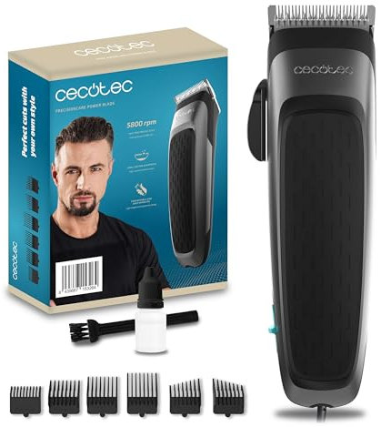 Cecotec Tagliacapelli - Rasoio PrecisionCare Power Blade. Tagliacapelli 5800 rpm, Lame Inossidabili, Design Ergonomico, 5 Regolazioni Lunghezza, 6 Pettini, Tagli Uniformi, Versatilità Stili