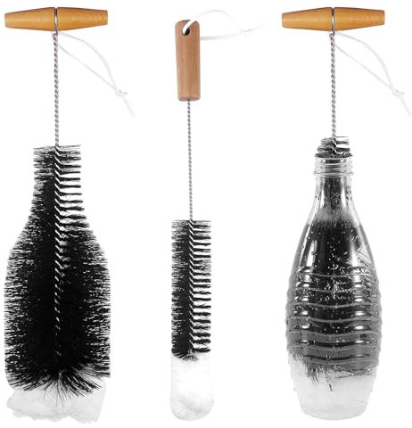 Chiluxendo 2 Pezzi Scovolino per Bottiglie Lunga 2 misurare, Spazzole Borraccia, Spazzola per Pulire, Lavabottiglie, Pulizia delle Bottiglie con Morbido Pompon di Peluche per Pulire Tazze Thermos