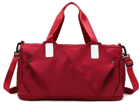 MCLIUJIA Sac De Week-End Sac De Nuit 18 Pouces pour Femmes, Sac De Voyage, Sacs De Week-End, Sac À Main en Tissu Oxford Sac De Sport De Gym(Rot)