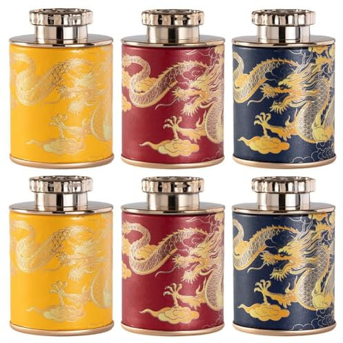 Glixoft Lata De Té Vacía De 6 Uds., Hojalata De Metal Vintage para Té, Elegante Tarro De Té, Contenedor De Almacenamiento para Café, Hierbas, Dulces, Chocolate, Azúcar, Especias