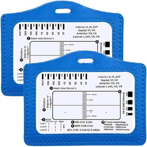 COYUN 2 Pcs Regla/tarjeta ECG transparente, Regla ECG de 7 pasos, Regla de 7 Pasos para Interpretación Electrocardiograma, Regla ECG, Ideal para estudiantes, paramédicos y médicos