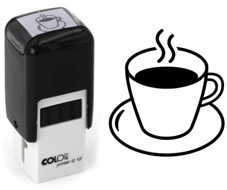 Tampon tasse à café | 11mm | Cachet encreur expresso fumant | Coffee cup ink stamp