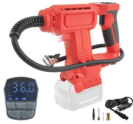 Compresseur d'air sans fil pour batterie Milwaukee M18 18 V, pompe à air électrique avec fonction d'arrêt automatique et lumière LED, compresseur de batterie de voiture pour vélo/voiture/ballon (type