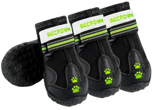 BECROWM Dog Shoes&Dog Boots for Small,Medium,Large Dogs,Waterproof Non-Slip Shoes for Winter&Hiking,Adjustable Paw Protection, for Dogs(#7(Width 2.95inch) for 66-77 lbs)