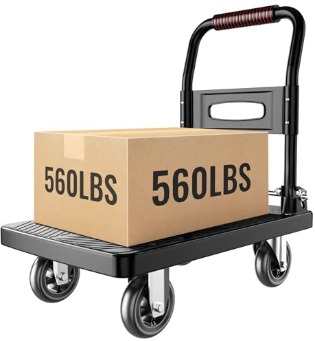 TIDY PALM Foldable Push Cart Platform Cart,Moving Platform Hand Truck,Foldable for Easy Storage and 360 Degree Swivel Silent Wheel.(560 lbs)