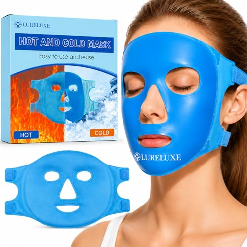 1 Pieza Antifaz de Gel Frío y Calor para Cara, Mascarilla Facial Reutilizable con Gel Flexible, Compresa Térmica para Relajación y Cuidado Diario de la Piel
