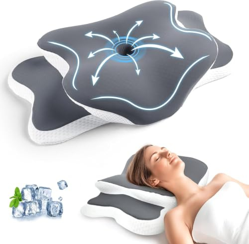 CloudNook Memory Foam Pillow for Neck and Shoulder Pain Relief, Orthopaedic Cervical Pillow, Ergonomic Contour Neck Support Pillows for Side & Back Sleepers, Cooling Cover