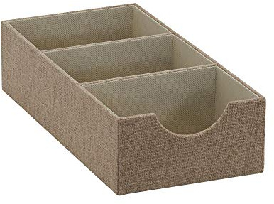 Household Essentials Brown 722-1 Deep 3 Section Drawer Organizer Box for Storage | 12 in x 6.13 in x 3.13
