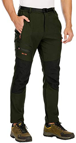 DAFENP Pantaloni Trekking Sci Uomo Invernali Pantaloni da Lavoro Termici Impermeabile Pantaloni Neve Softshell Montagna Escursionismo Caldo All'aperto MSKZ1662M-ArmyGreen1-M