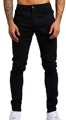Osheoiso Vaqueros Rasgados de Hombre Skinny Denim Jeans Hip Hop Slim Fit Pantalone Casuales Elasticos Agujero Pantalón Hombre Vaqueros Ajustados Oversized G Negro XL