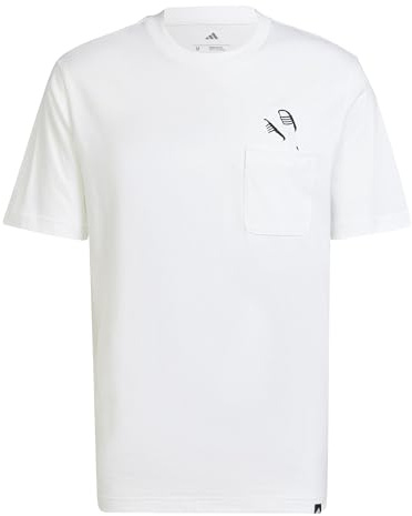 Adidas Herren Lounge Slides Graphic Pocket T-Shirt, White, XL