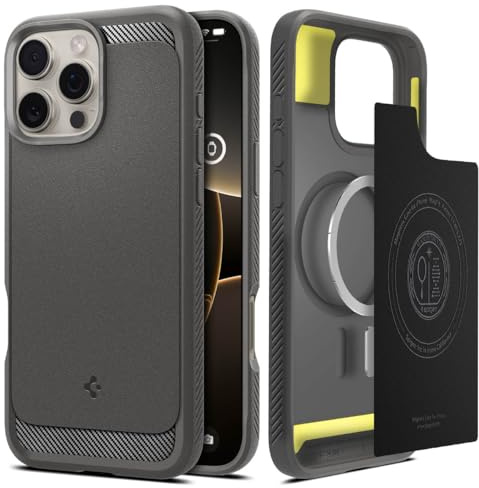 Spigen Rugged Armor MagFit Case for iPhone 16 Pro, Compatible with MagSafe Accessories - Grey