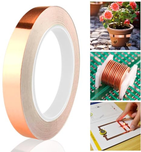 PIWOSGOL Kupferband gegen Schnecken, 20mm x 20m Kupferband Selbstklebend, Schneckenzaun Schneckenschutz für Hochbeet Pflanzen, Kupferfolieband EMI Abschirmband, für Erdung Löten und Schneckenabwehr
