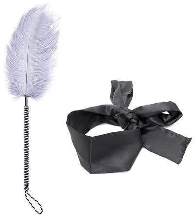 xinshibao Bondage Set Federkitzler Streichelfreund, Liebes Feder & Verwöhn Massage Federpuschel mit Satin Augenmaske Augenbinde Sexspielzeug für Paare